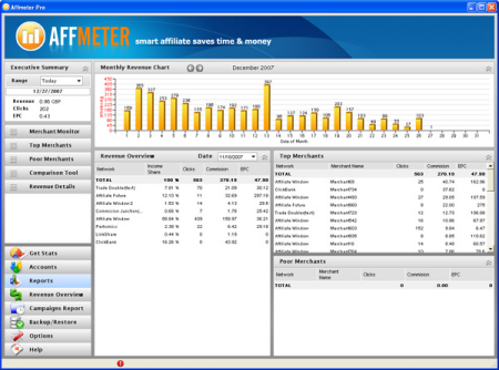 Affmeter affiliate monitoring software screenshot