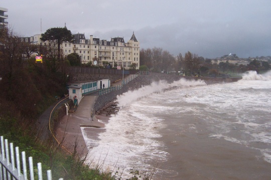 Storms batter the seafront in front of Torquay's Grand hotel
