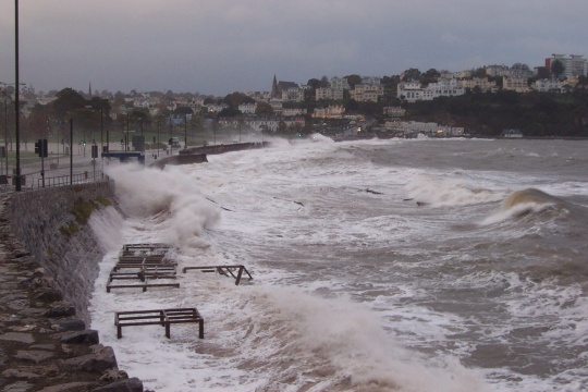 Storms smash beach hut supports