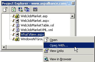 Visual InterDev 6.0 Project Explorer window