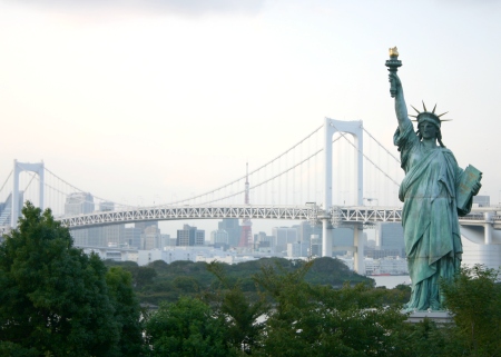 The Statue of Liberty and the Rainbow Bridge