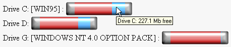 Example output from the ASP disk space monitoring script
