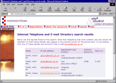 Internal telephone and e-mail directory