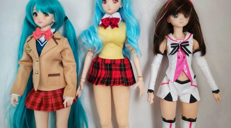 Dollfie Dream Sister Uzuki Shimamura, Dollfie Dream Dynamite Towa and Dollfie Dream Sister Kizuna AI