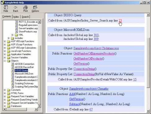 HTML Help source code documentation produced by the ASP Documentation Tool