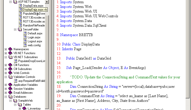 Example output from the .NET documentation tool code documentor for the .NET Framework