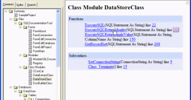 Screenshot of the documentation created by the VB Documentation Tool